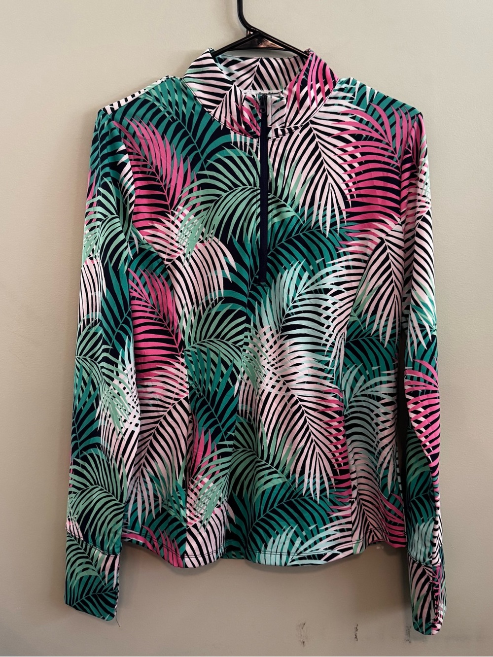 Tommy Bahama Golf Women’s L Tropical Palm Print Quarter Zip Top